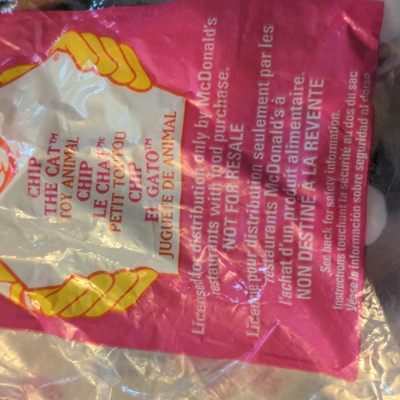 Sealed Ty Mc Donalds Studded Toy Animal Vintage 1999 Chip The Cat - Picture 3 of 6